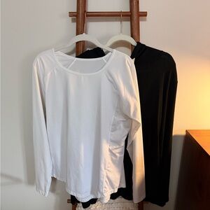 ZYIA White and Black Women's Lightweight Hoodie and free Long Sleeve Active Tee